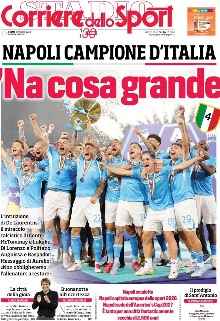 prima pagina Corriere dello Sport 24-5-25